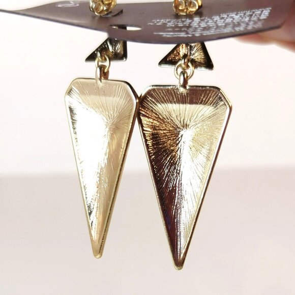 Vintage Y2K H&M Geometric Silver Tone Dangle Drop Earrings Triangle Design - Picture 5 of 5